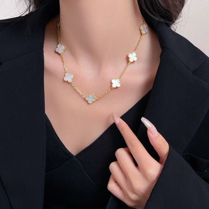 [Lumi Jewels]CLOVER 10 MOTIFS WHITE MOTHER OF PEARL NECKLACE