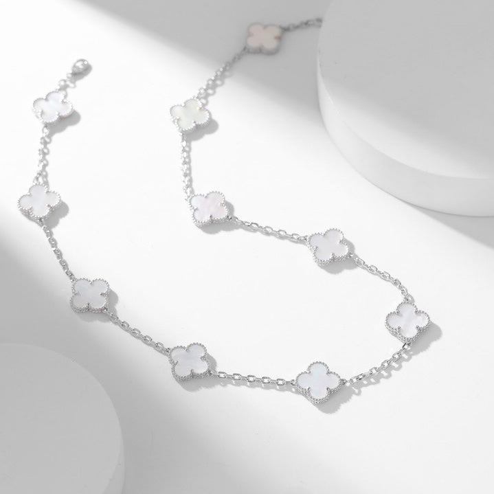 [Lumi Jewels]CLOVER 10 MOTIFS WHITE MOTHER OF PEARL NECKLACE