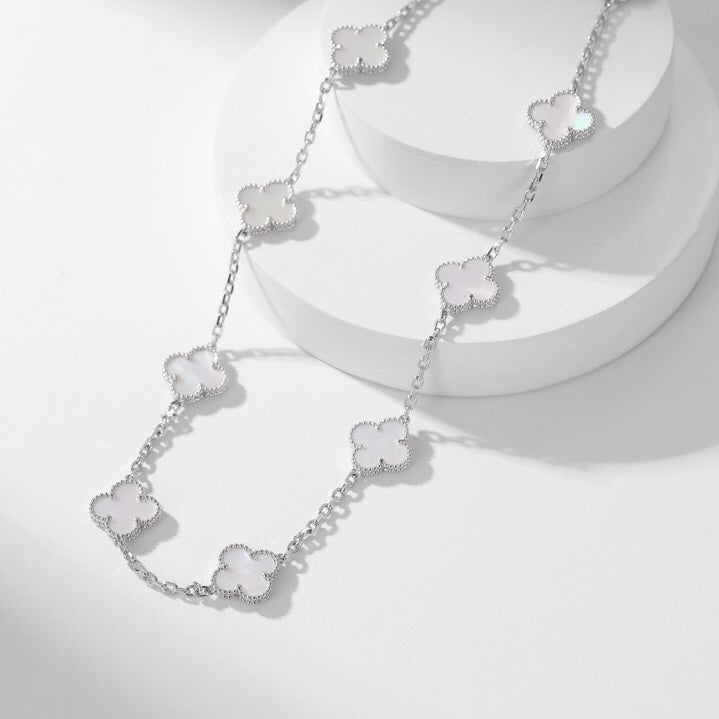 [Lumi Jewels]CLOVER 10 MOTIFS WHITE MOTHER OF PEARL NECKLACE