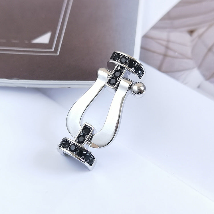 [Lumi Jewels]FORCE LARGE HORSESHOE BLACK DIAMOND BRACELET SILVER