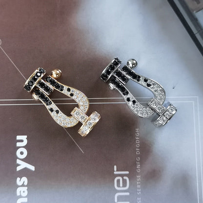 [Lumi Jewels]FORCE LARGE HORSESHOE BLACK WHITE DIAMOND BRACELET ROSE GOLD