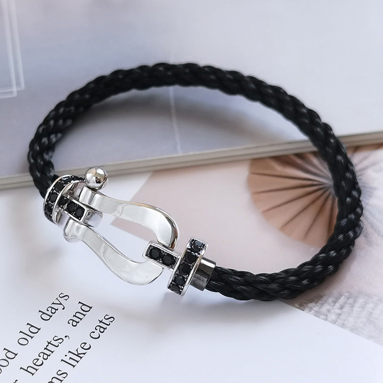 [Lumi Jewels]FORCE LARGE HORSESHOE BLACK DIAMOND BRACELET SILVER