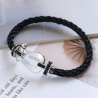 [Lumi Jewels]FORCE LARGE HORSESHOE BLACK DIAMOND BRACELET SILVER