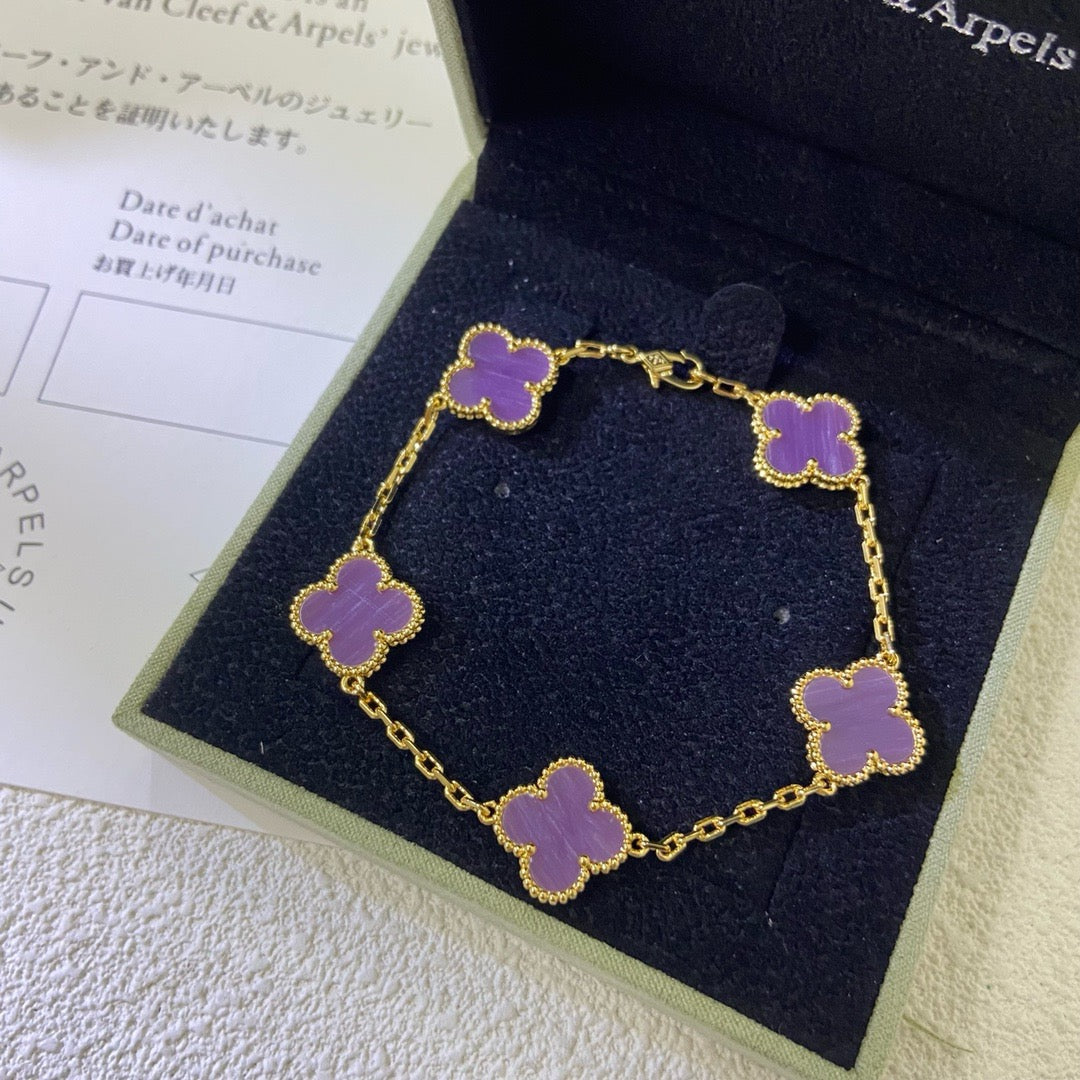 [Lumi Jewels]CLOVER  5 MOTIFS  PURPLE VIOLET BRACELET