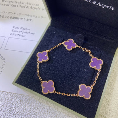 [Lumi Jewels]CLOVER  5 MOTIFS  PURPLE VIOLET BRACELET