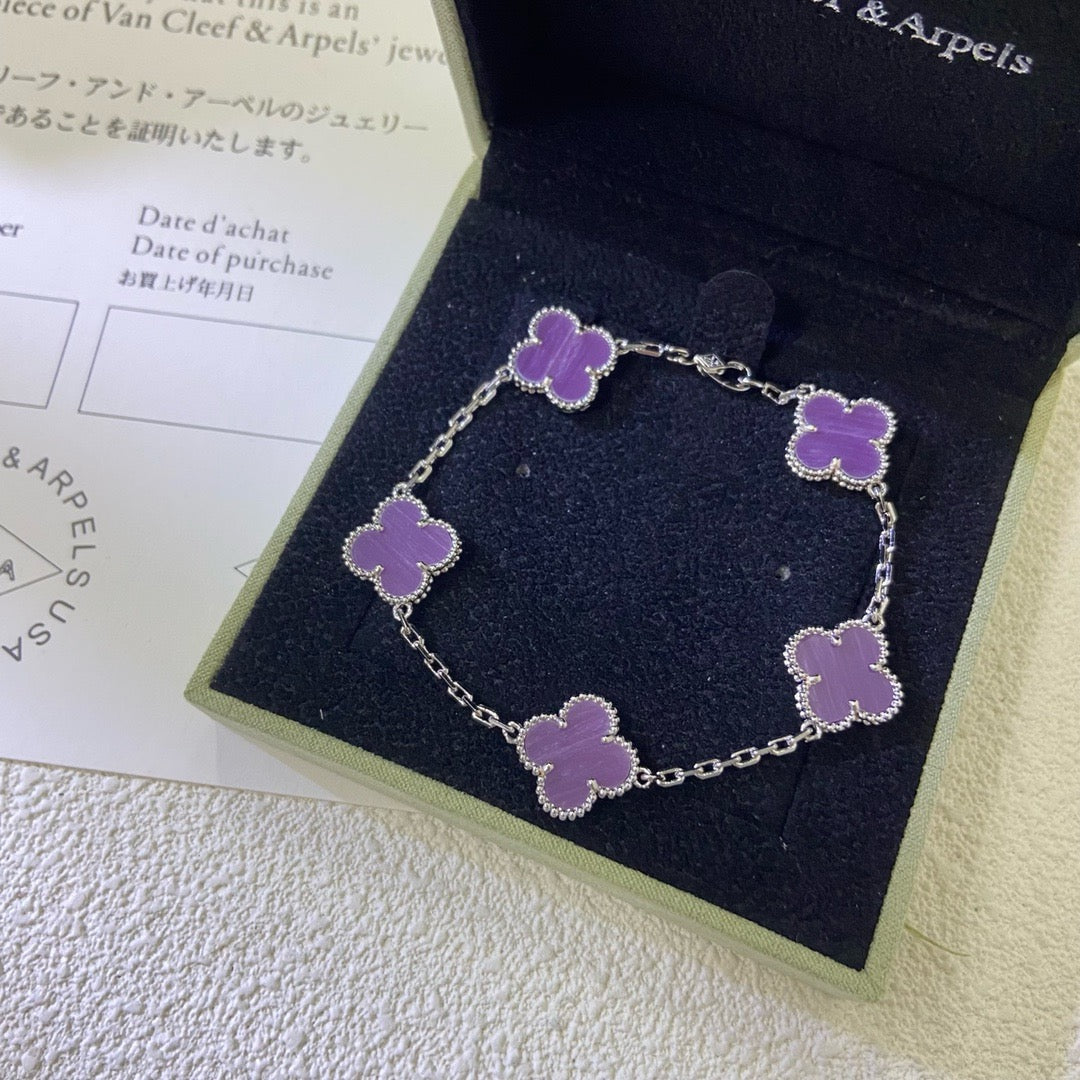 [Lumi Jewels]CLOVER  5 MOTIFS  PURPLE VIOLET BRACELET