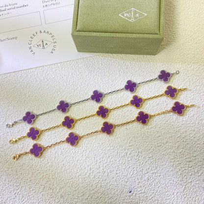 [Lumi Jewels]CLOVER  5 MOTIFS  PURPLE VIOLET BRACELET