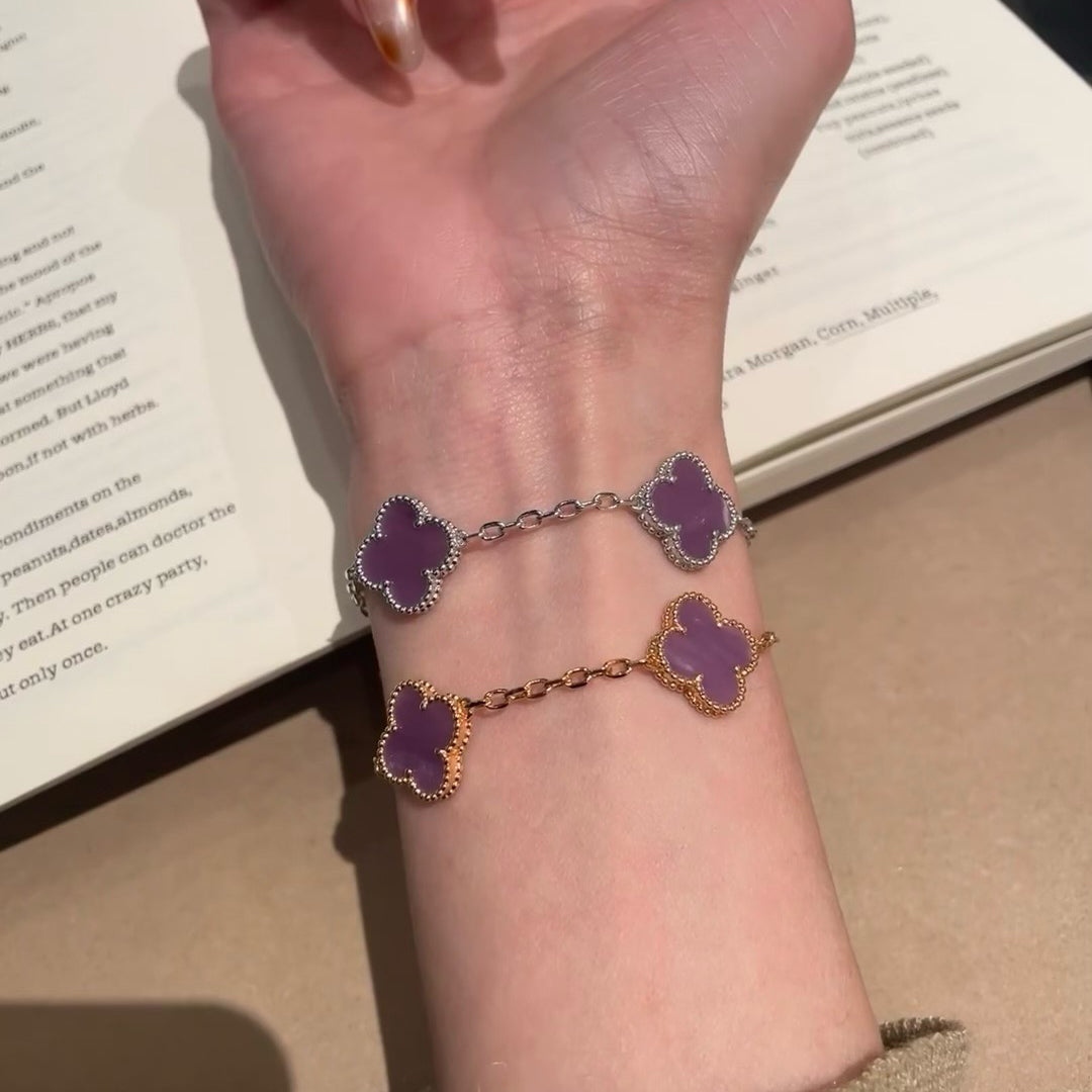 [Lumi Jewels]CLOVER  5 MOTIFS  PURPLE VIOLET BRACELET