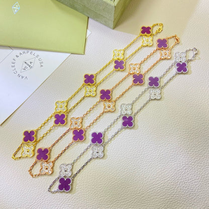[Lumi Jewels]CLOVER 10 MOTIFS  PURPLE VIOLET DIAMOND NECKLACE