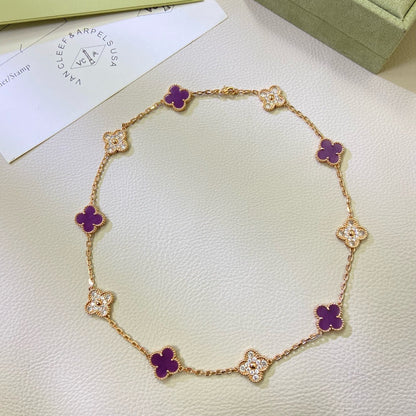 [Lumi Jewels]CLOVER 10 MOTIFS  PURPLE VIOLET DIAMOND NECKLACE