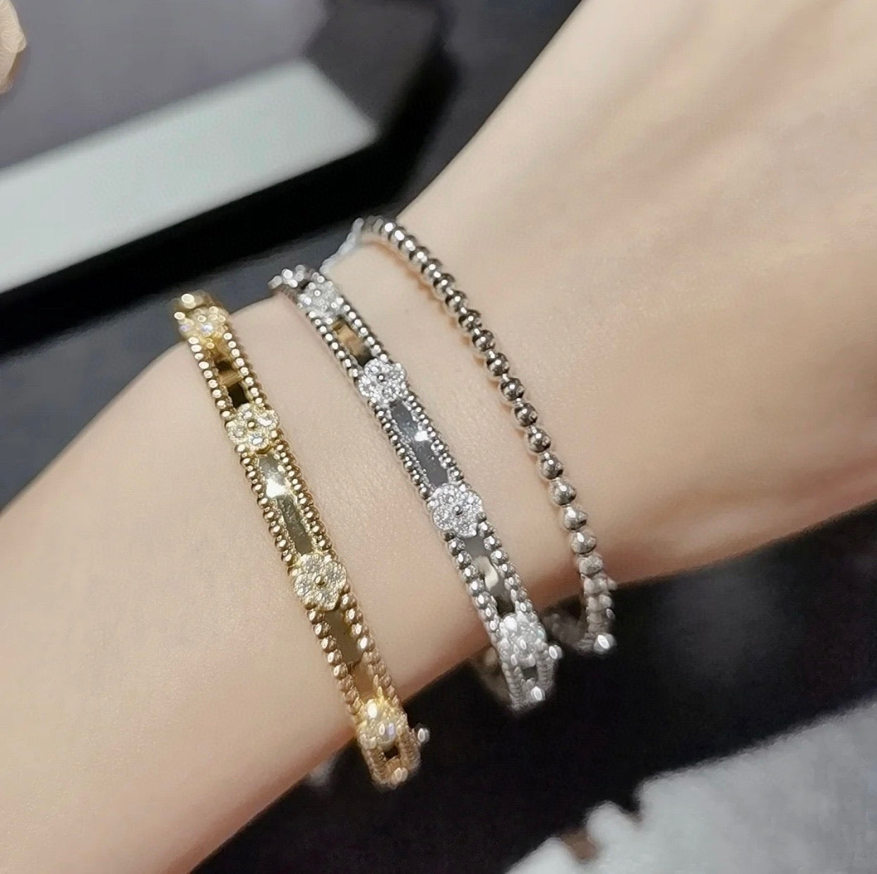 [Lumi Jewels]CLOVER BRACELET 4MM DIAMONDS