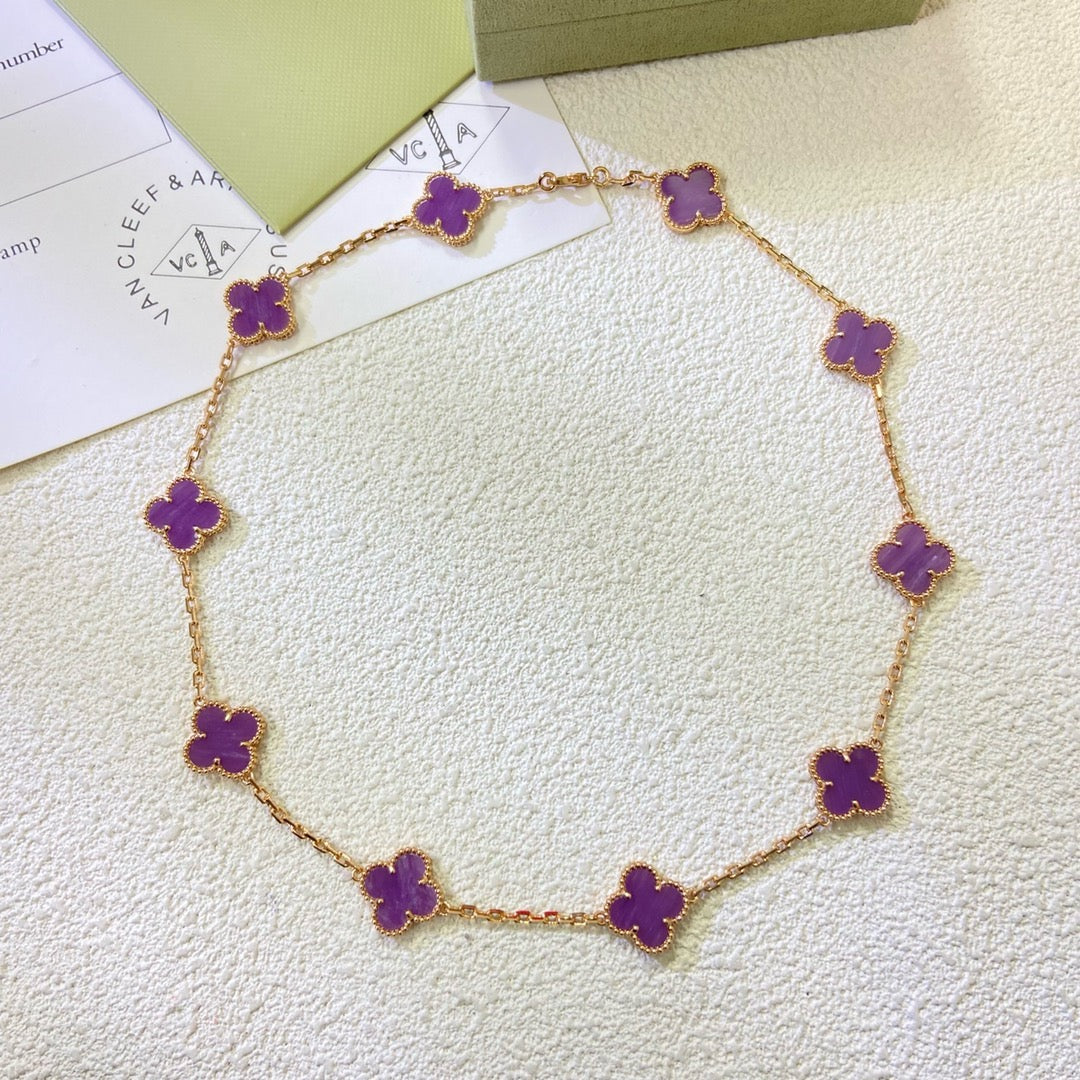 [Lumi Jewels]CLOVER 10 MOTIFS  PURPLE VIOLET  NECKLACE