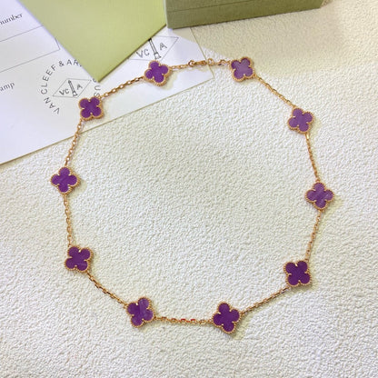 [Lumi Jewels]CLOVER 10 MOTIFS  PURPLE VIOLET  NECKLACE