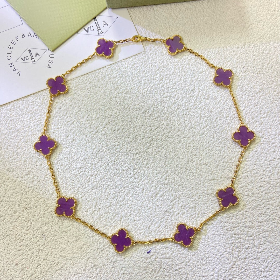 [Lumi Jewels]CLOVER 10 MOTIFS  PURPLE VIOLET  NECKLACE