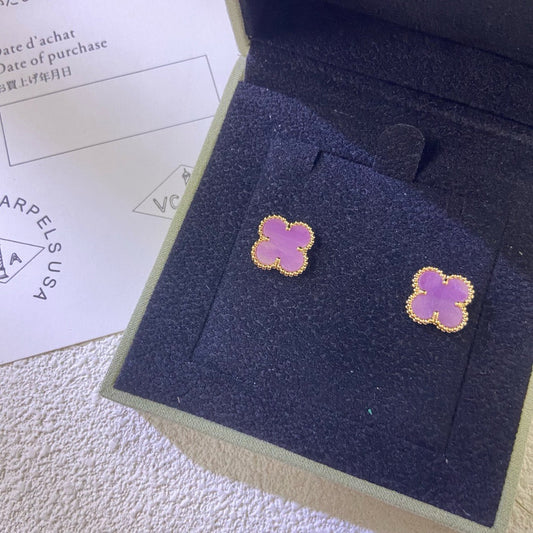 [Lumi Jewels]CLOVER MINI 9.5MM  PURPLE VIOLET EARRINGS