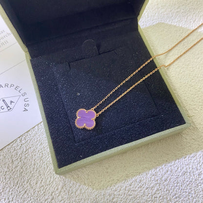[Lumi Jewels]CLOVER 15MM  PURPLE VIOLET NECKLACE