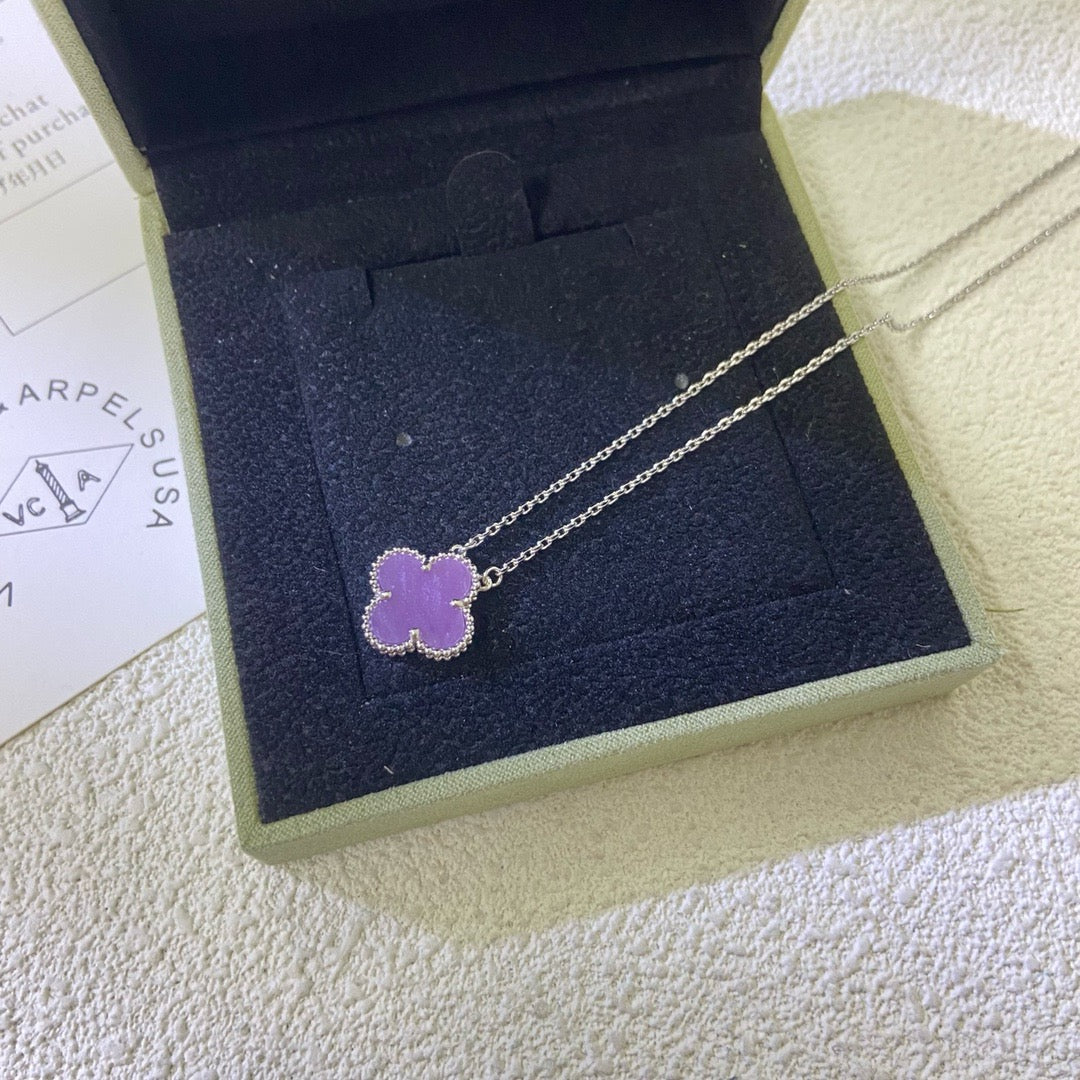 [Lumi Jewels]CLOVER 15MM  PURPLE VIOLET NECKLACE