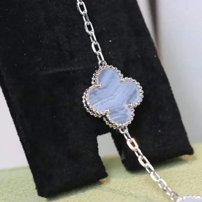 [Lumi Jewels]CLOVER  5 MOTIF PURPLE CHALCEDONY BRACELET SILVER