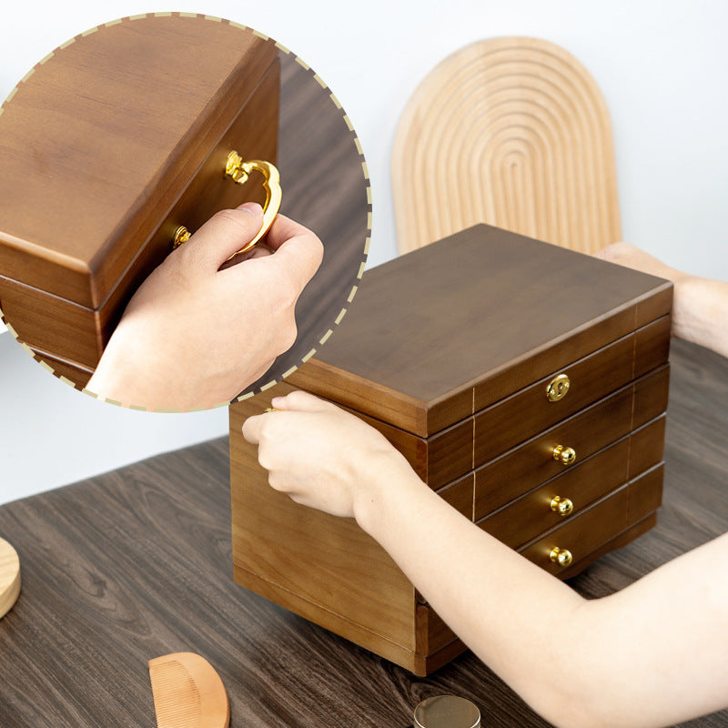 BOÎTE À BIJOUX RÉTRO EN BOIS MASSIF AVEC SERRURE