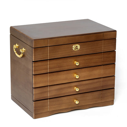 BOÎTE À BIJOUX RÉTRO EN BOIS MASSIF AVEC SERRURE