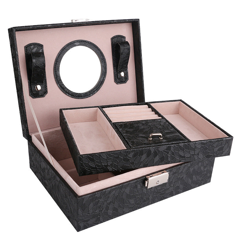 COFFRET À BIJOUX EXQUIS EN CUIR PU AVEC SERRURE