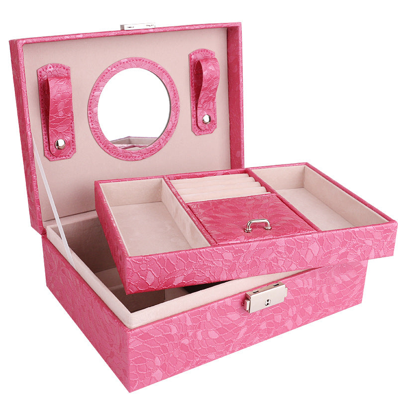 COFFRET À BIJOUX EXQUIS EN CUIR PU AVEC SERRURE