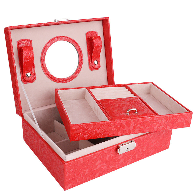 COFFRET À BIJOUX EXQUIS EN CUIR PU AVEC SERRURE