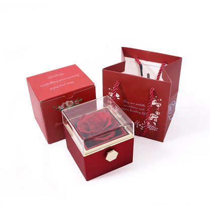 BOÎTE CADEAU BIJOUX ROSE ÉTERNELLE ROTATIVE CRÉATIVE (SANS LOGO)