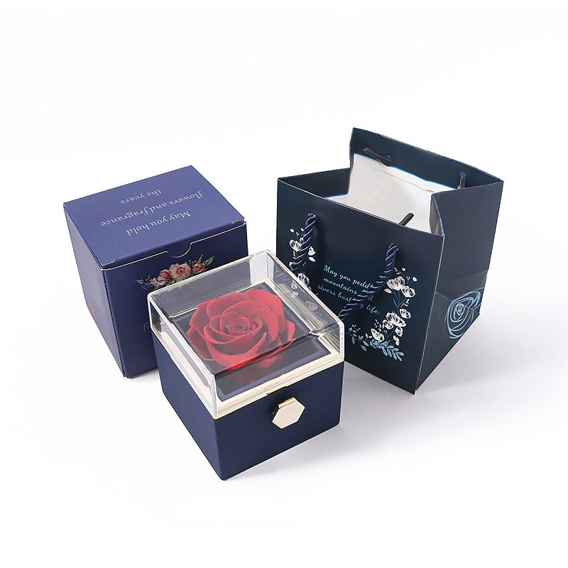 BOÎTE CADEAU BIJOUX ROSE ÉTERNELLE ROTATIVE CRÉATIVE (SANS LOGO)