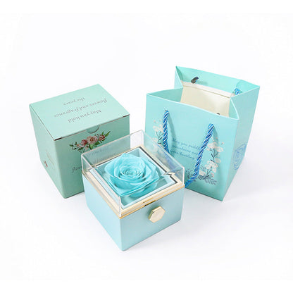 BOÎTE CADEAU BIJOUX ROSE ÉTERNELLE ROTATIVE CRÉATIVE (SANS LOGO)