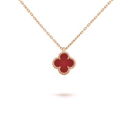 [Lumi Jewels]CLOVER MINI 9.5MM WHITE CARNELIANS NECKLACE