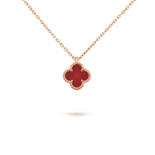 [Lumi Jewels]CLOVER MINI 9.5MM WHITE CARNELIANS NECKLACE