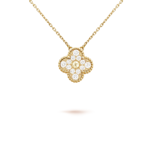 [Lumi Jewels]CLOVER 15MM DIAMOND SINGLE FLOWER NECKLACE
