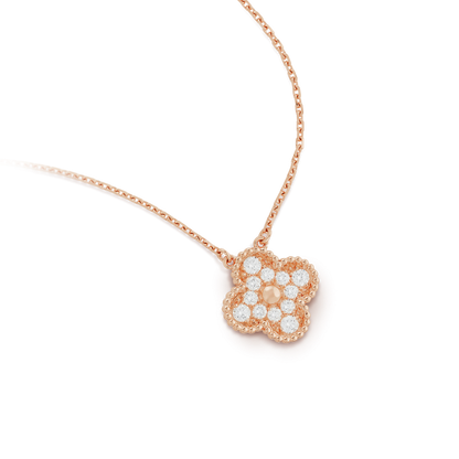 [Lumi Jewels]CLOVER 15MM DIAMOND SINGLE FLOWER NECKLACE