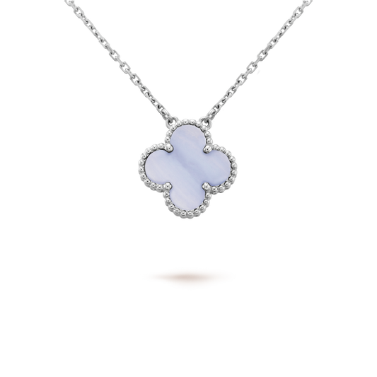 [Lumi Jewels]CLOVER 15MM BLUE CHALCEDONY NECKLACE SILVER