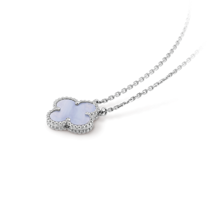 [Lumi Jewels]CLOVER 15MM BLUE CHALCEDONY NECKLACE SILVER