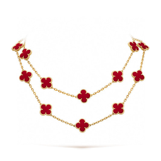 [Lumi Jewels]CLOVER 20 MOTIFS CARNELIAN NECKLACE