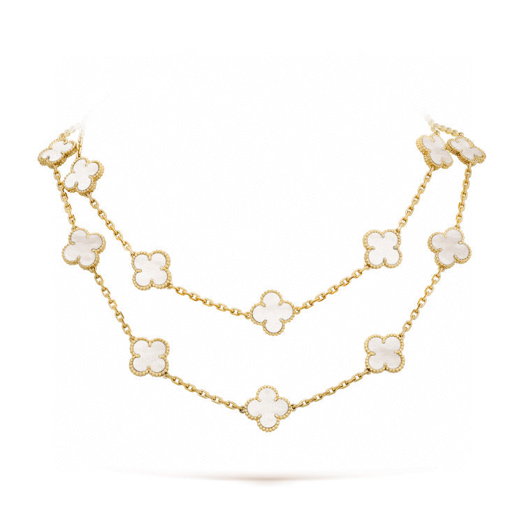 [Lumi Jewels]CLOVER 20 MOTIFS WHITE MOP NECKLACE