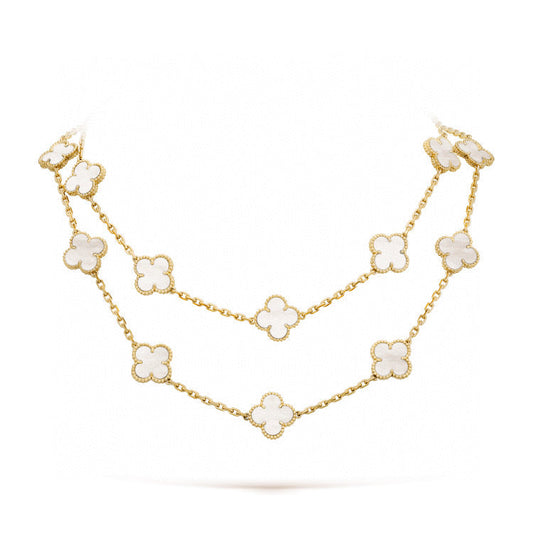 [Lumi Jewels]CLOVER 20 MOTIFS WHITE MOP NECKLACE