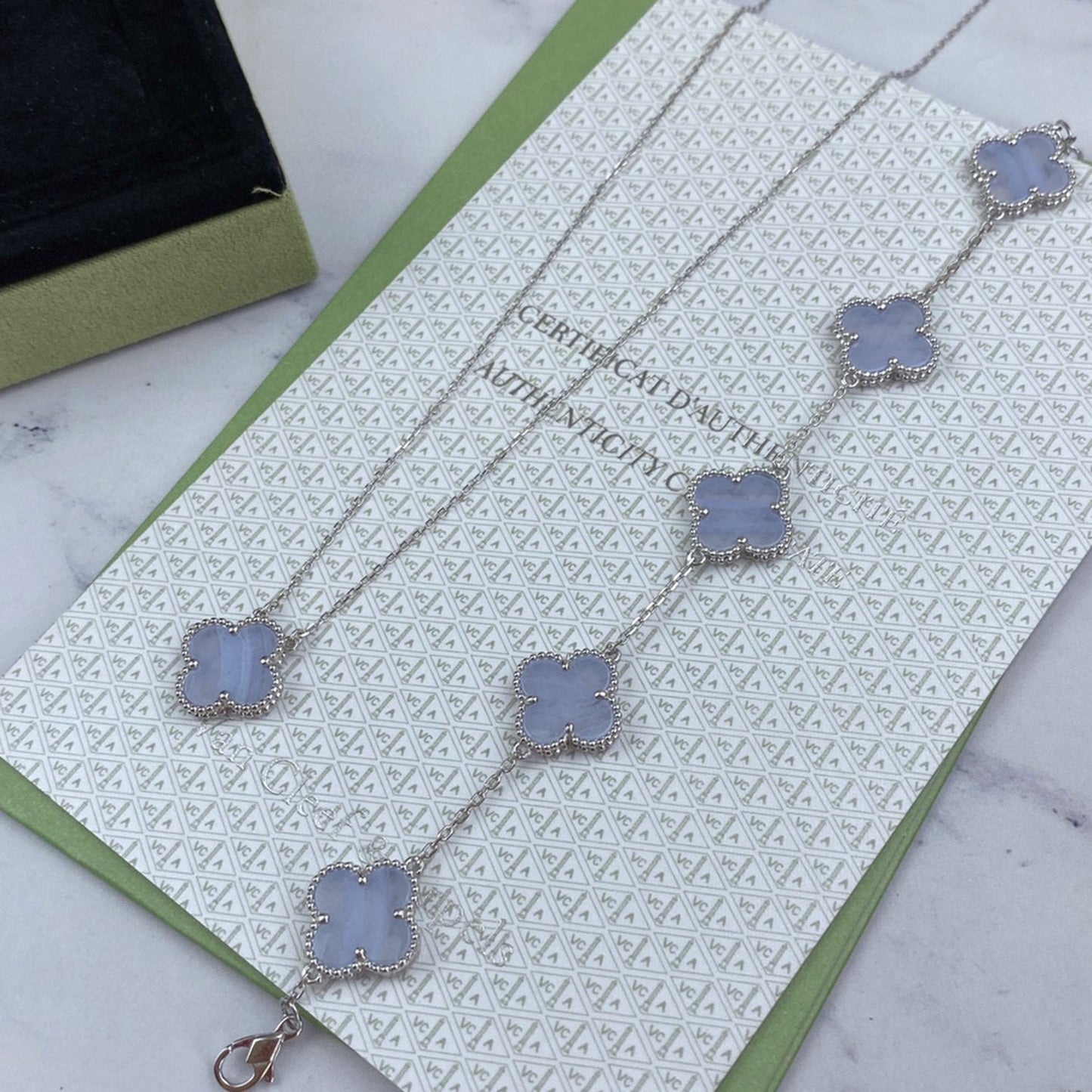 [Lumi Jewels]CLOVER  5 MOTIF PURPLE CHALCEDONY BRACELET SILVER