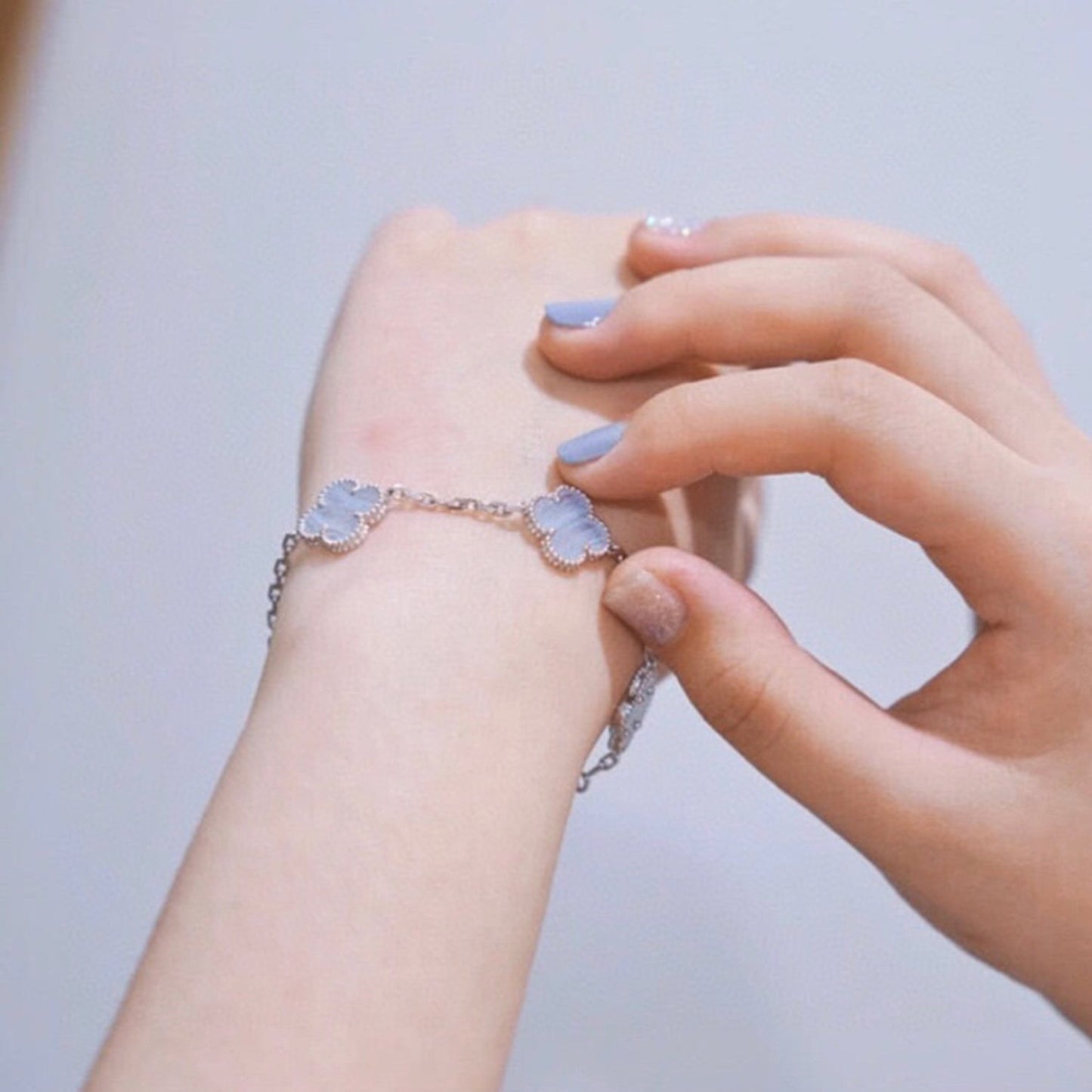 [Lumi Jewels]CLOVER  5 MOTIF PURPLE CHALCEDONY BRACELET SILVER