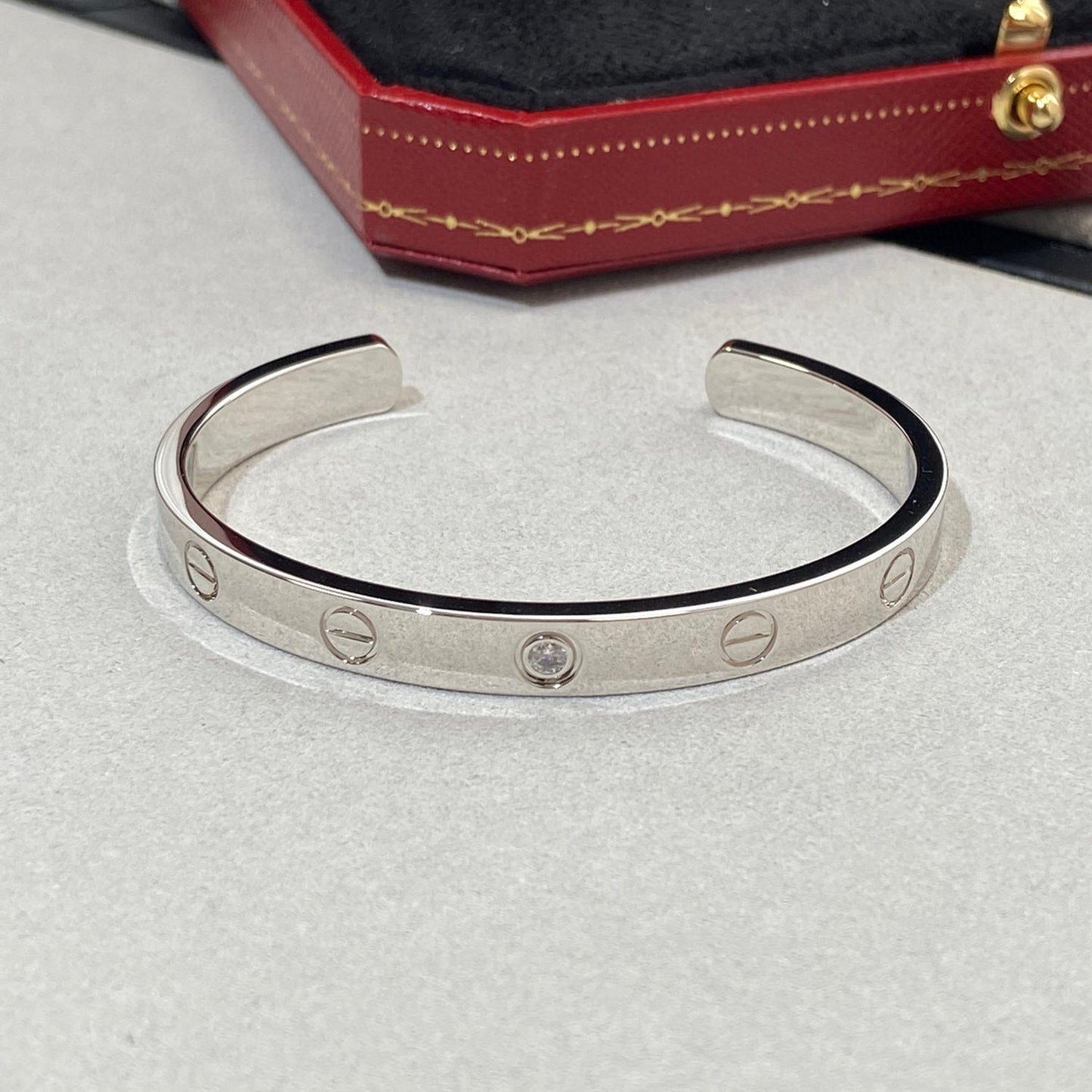 [Lumi Jewelery]LOVE BRACELET 6.1MM 1 DIAMOND OPEN CUFF