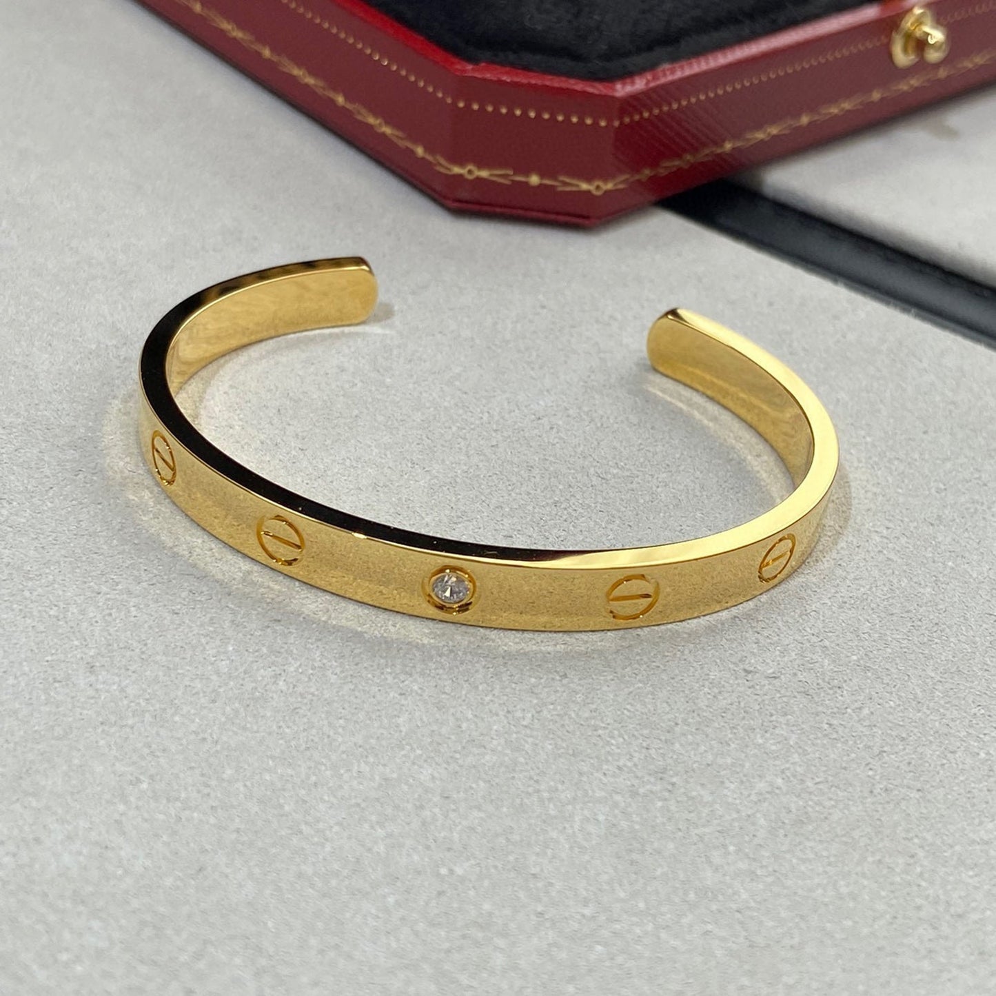 [Lumi Jewelery]LOVE BRACELET 6.1MM 1 DIAMOND OPEN CUFF