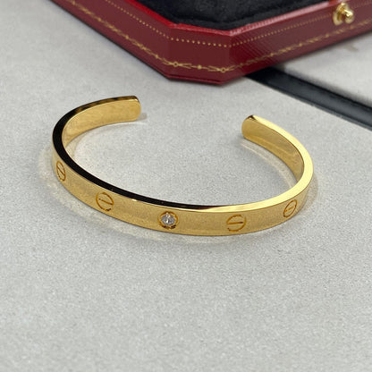 [Lumi Jewelery]LOVE BRACELET 6.1MM 1 DIAMOND OPEN CUFF