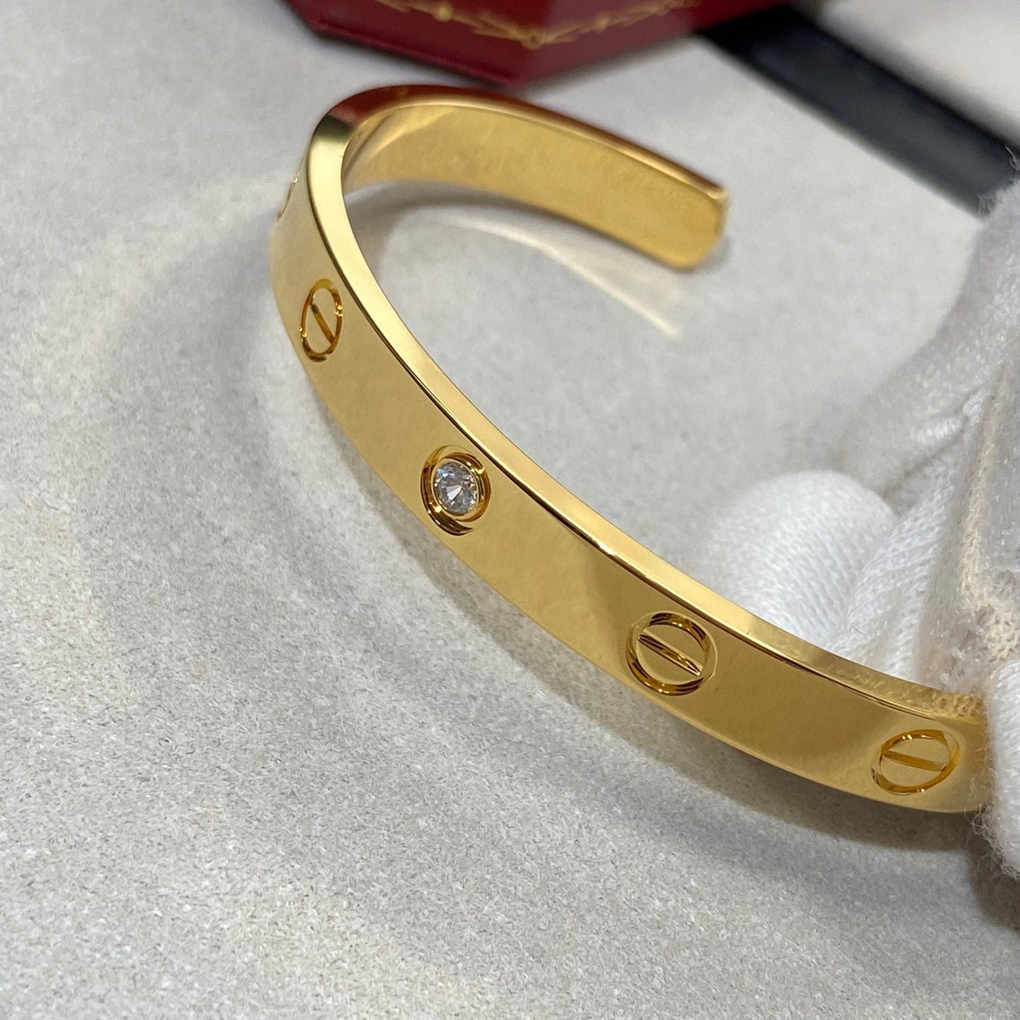 [Lumi Jewelery]LOVE BRACELET 6.1MM 1 DIAMOND OPEN CUFF
