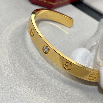 [Lumi Jewelery]LOVE BRACELET 6.1MM 1 DIAMOND OPEN CUFF