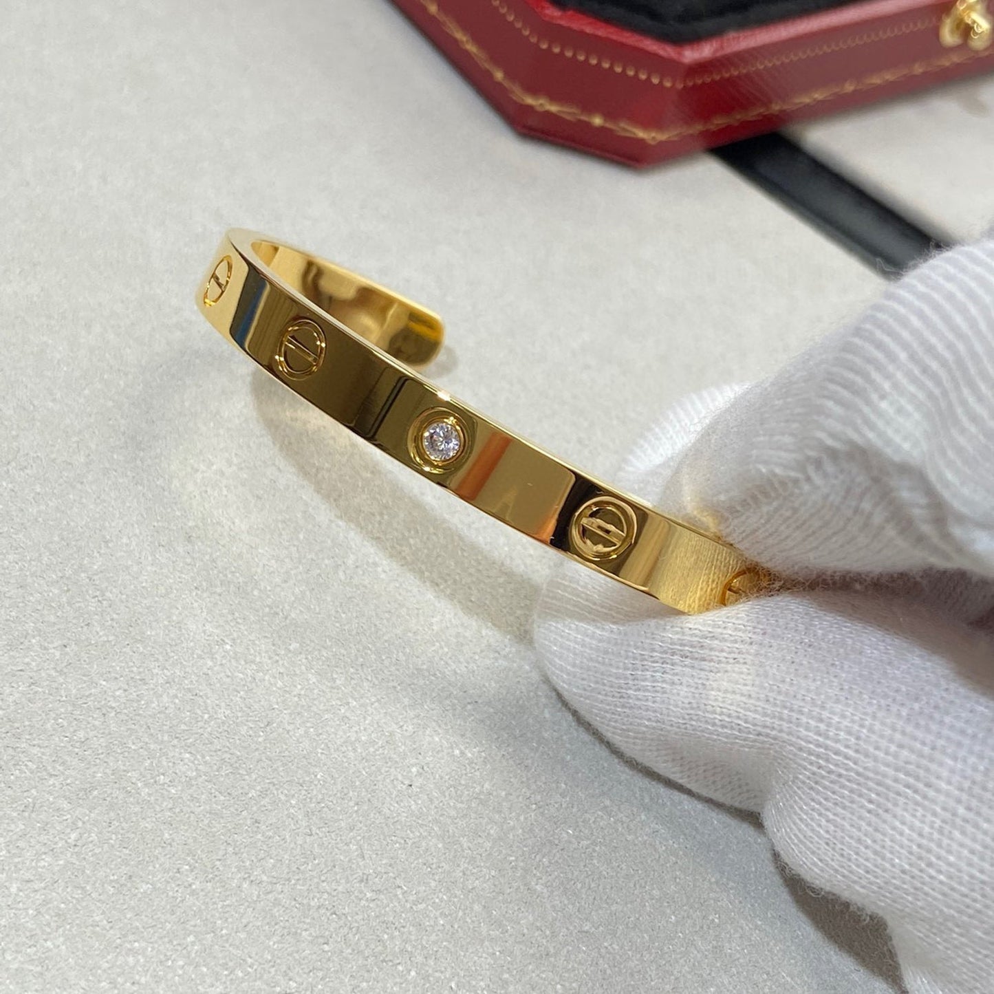 [Lumi Jewelery]LOVE BRACELET 6.1MM 1 DIAMOND OPEN CUFF