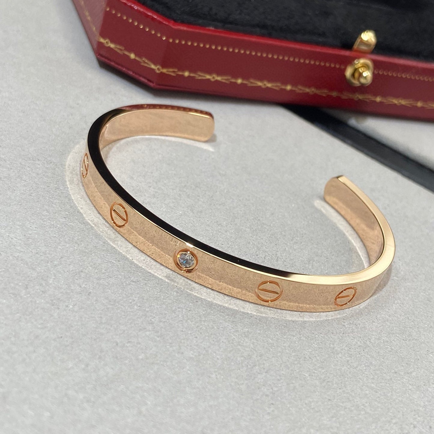 [Lumi Jewelery]LOVE BRACELET 6.1MM 1 DIAMOND OPEN CUFF
