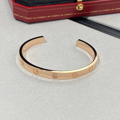 [Lumi Jewels]LOVE BRACELET 6.1MM 1 DIAMOND OPEN CUFF