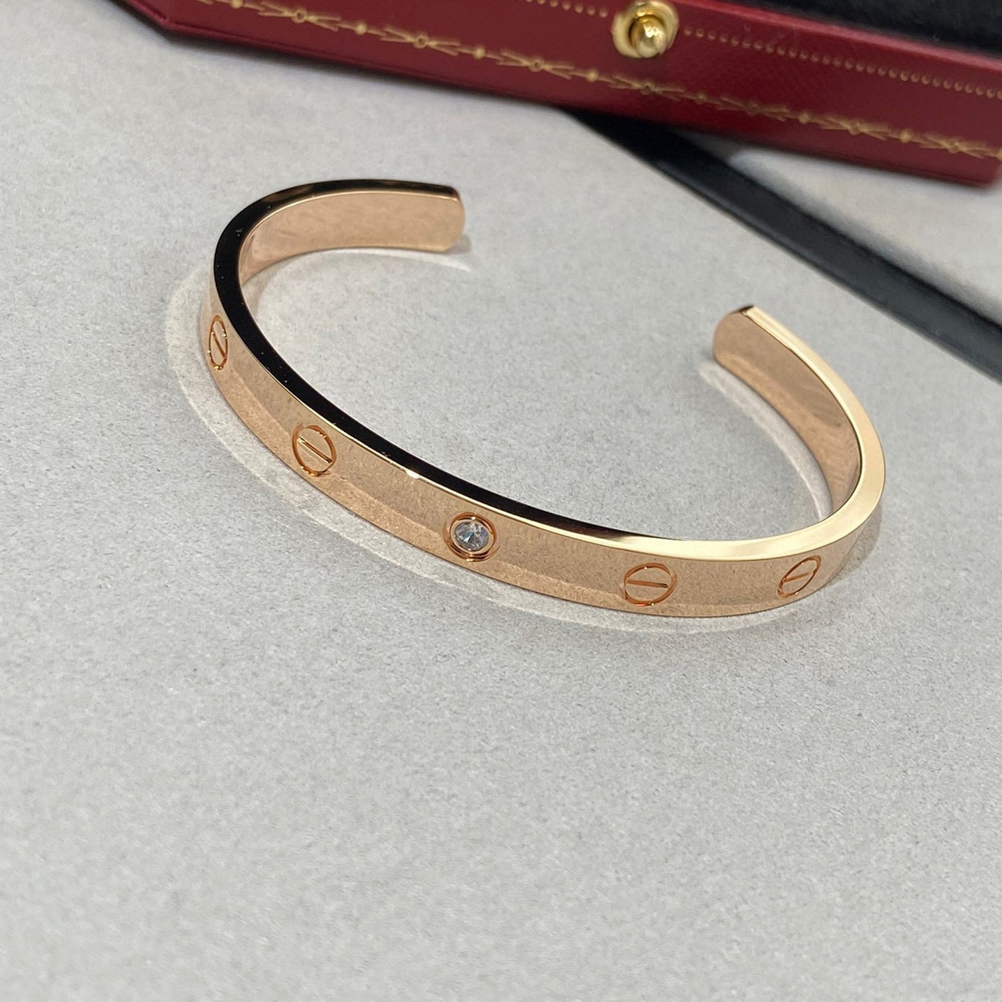 [Lumi Jewels]LOVE BRACELET 6.1MM 1 DIAMOND OPEN CUFF